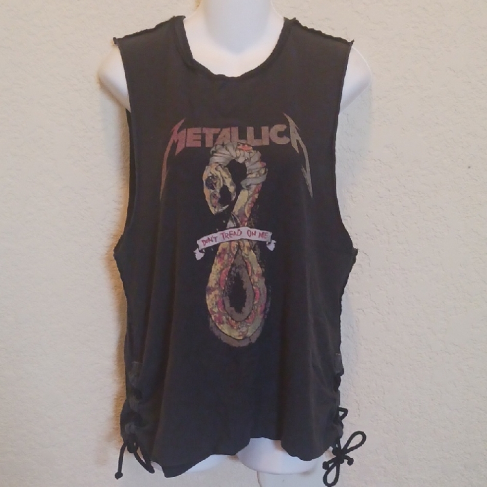 Top Shop Metallica Graphic "Don't Tread On Me" Muscle Tee Size US 8 - Picture 1 of 11